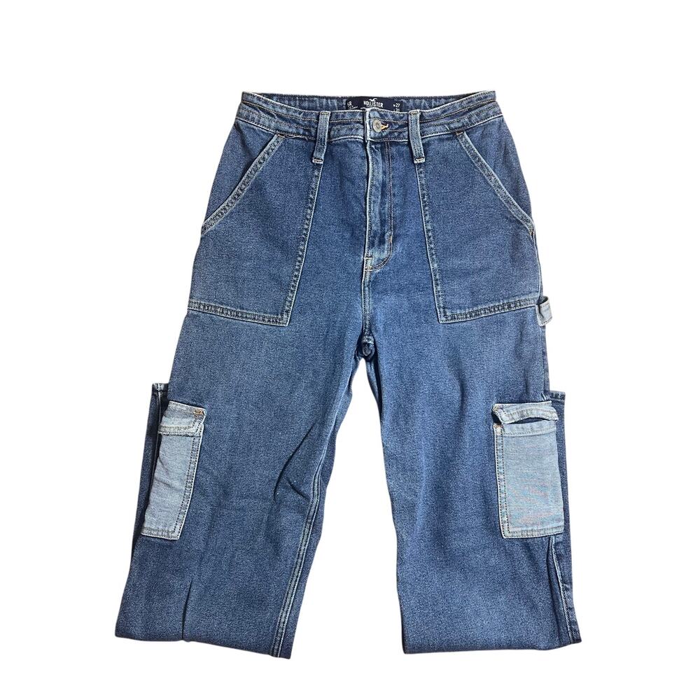 Hollister Ultra High Rise Baggy Carpenter Jeans W27 L31 Y2K Wide Leg Utility